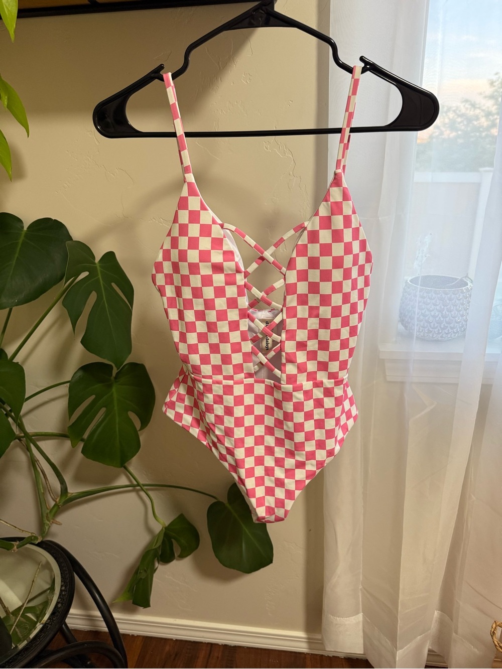 Dippin' Daisy's Pink and White Checkered One-Piece Swimsuit